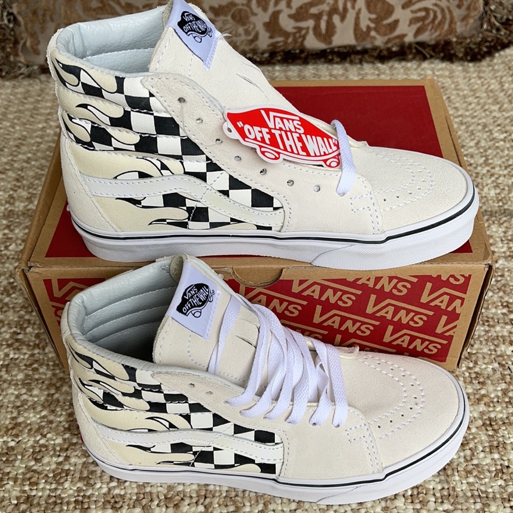 Vans Sk8-Hi Checker Flame Classic White Mens - Picture 3 of 16